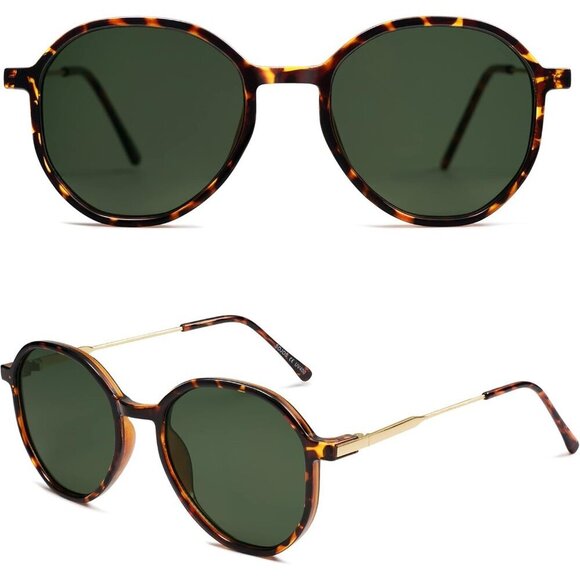 Hexagon Round Sunglasses Women Fashion UV400 Protection Large Fit Stylish